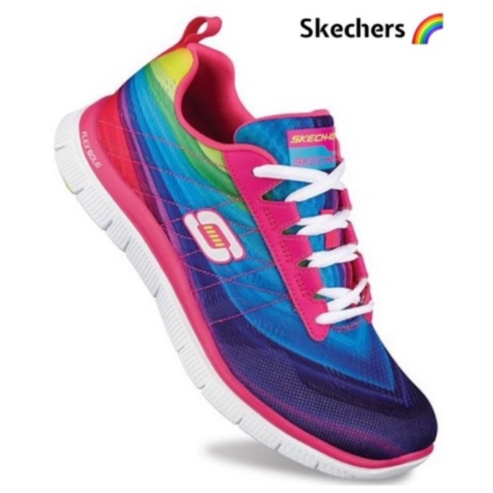 Skechers Flex sole Appeal Flex Rainbow Athletic Sneaker GUC size 10 pride